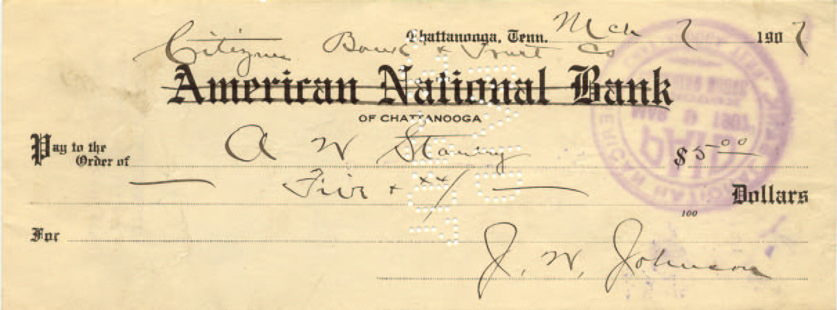 Citizens Bank & Trust Co X out American National Bank 3-7-1907